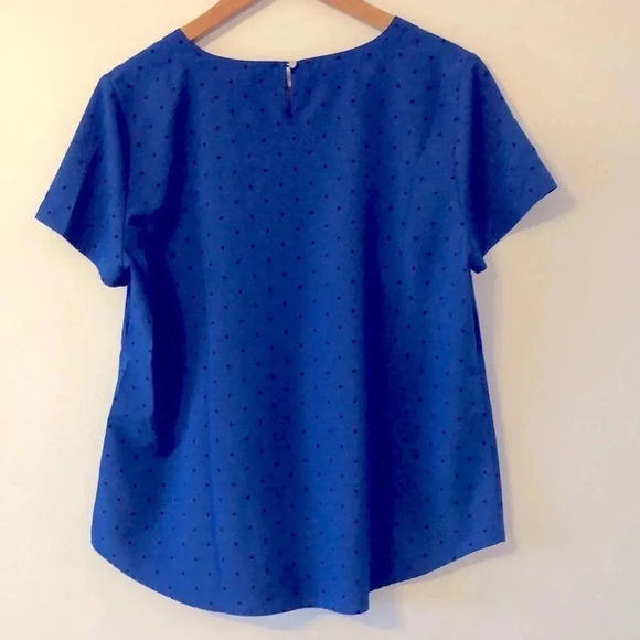 Merona Black Pin Dot Royal Blue Office Top - Picture 2 of 5